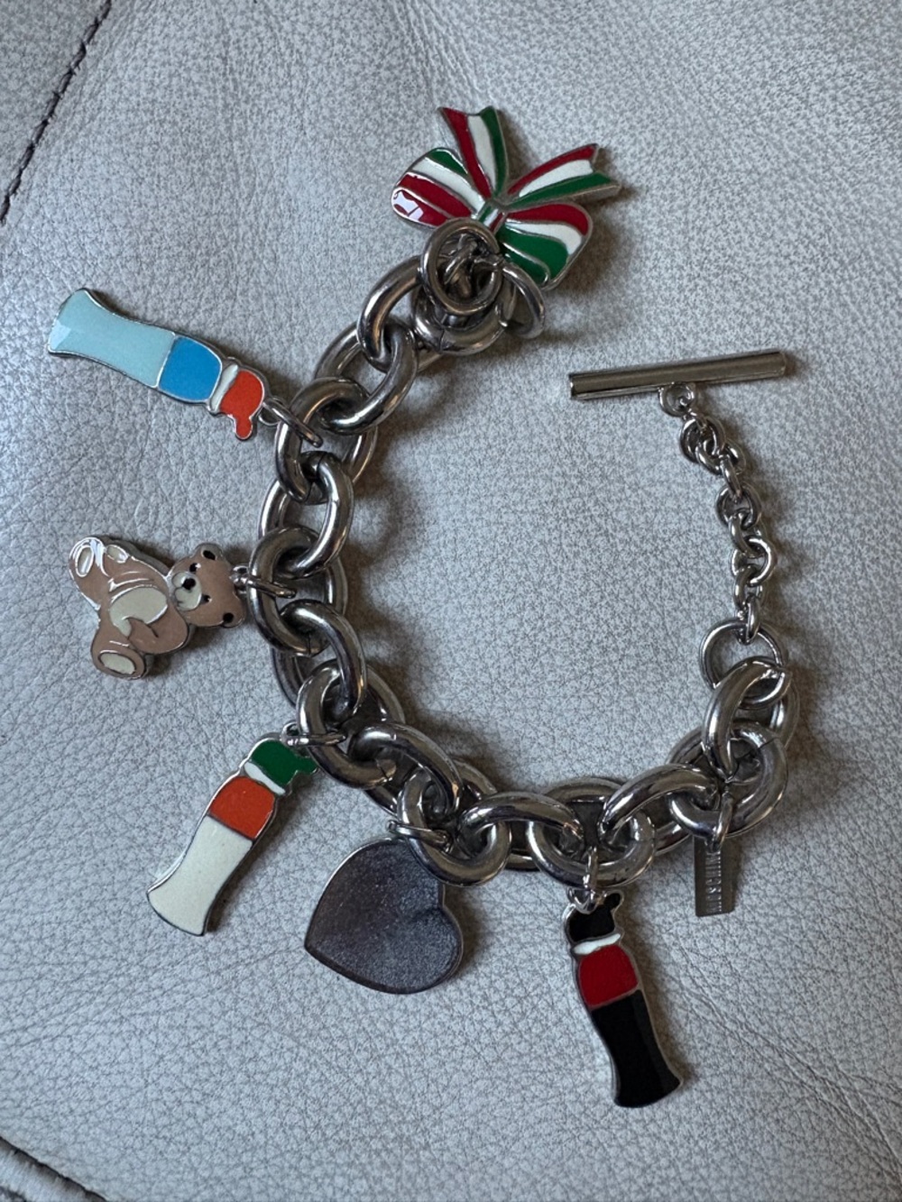 Moschino vintage charm logo tag bracelet